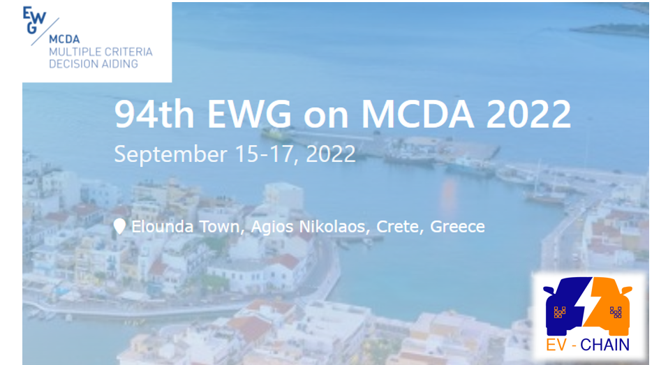 Το EV-Chain στο Ευρωπαϊκό Συνέδριο για την Επιχειρησιακή Έρευνα – 94th EWG-MCDA 15- 17 Σεπτεμβρίου